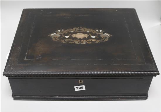 An ebony brass and mother of pearl artists box